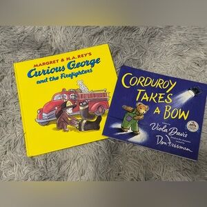 Curious George and the Firefighters Book and Corduroy takes a bow.